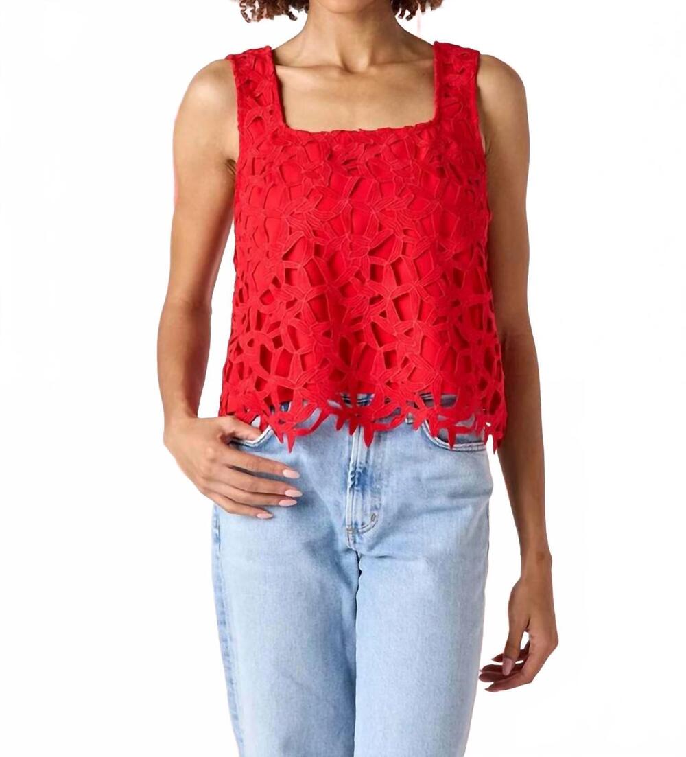 NEW CROSBY BY MOLLIE BURCH dutton tank in pomegranate lace